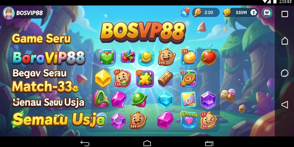 Tampilan menarik dari gameplay seru BOSVIP88 Match-3.