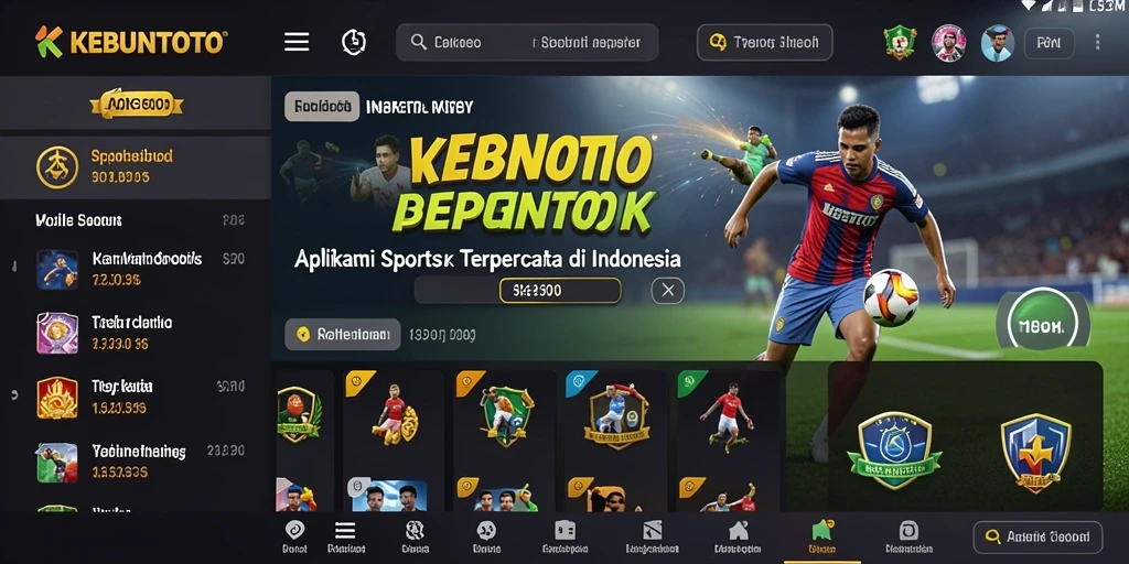 Screenshot utama KEBUNTOTO menunjukkan fitur taruhan olahraga yang menarik.