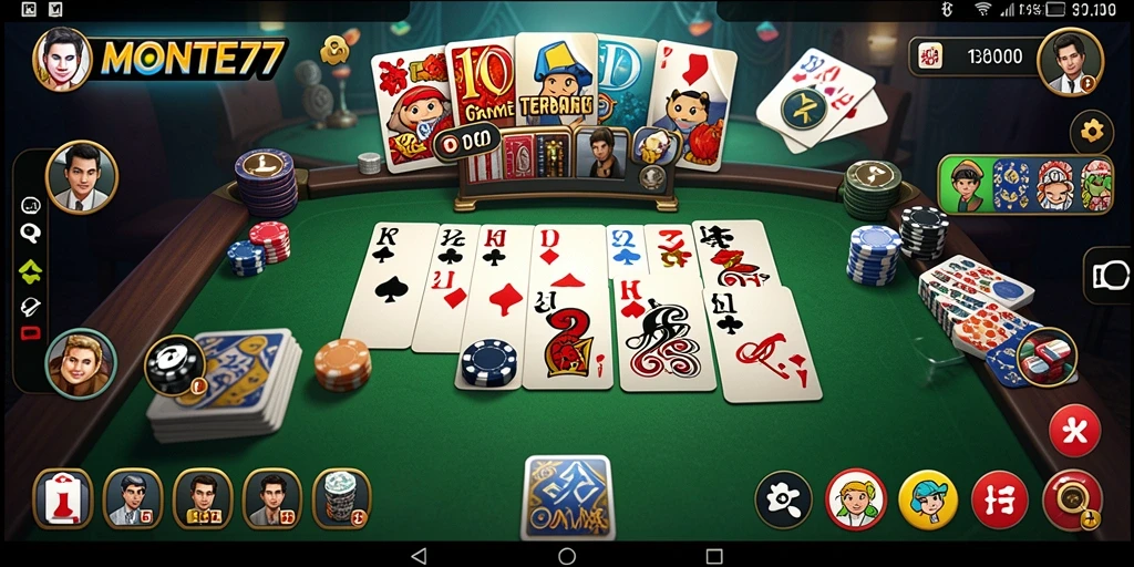 Tampilan gameplay seru dari MONTE77 yang menampilkan Domino.
