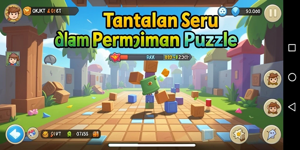 Tampilan gameplay seru dan menantang dalam OKJKT dengan berbagai puzzle menarik.