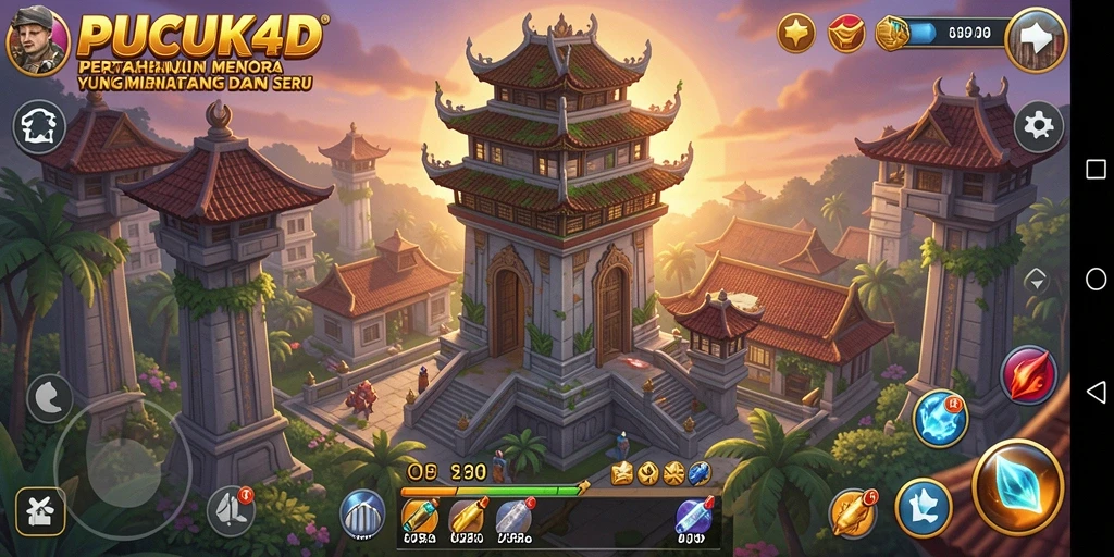Screenshot PUCUK4D menampilkan momen seru saat mempertahankan menara dari serangan musuh.