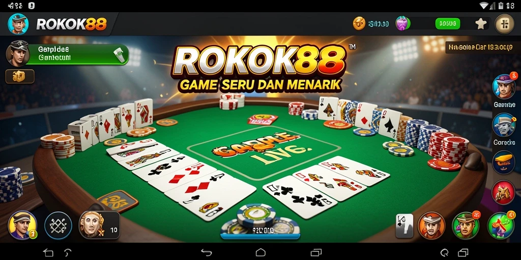 Tampilan gameplay menarik dari ROKOK88 dengan suasana Gaple.
